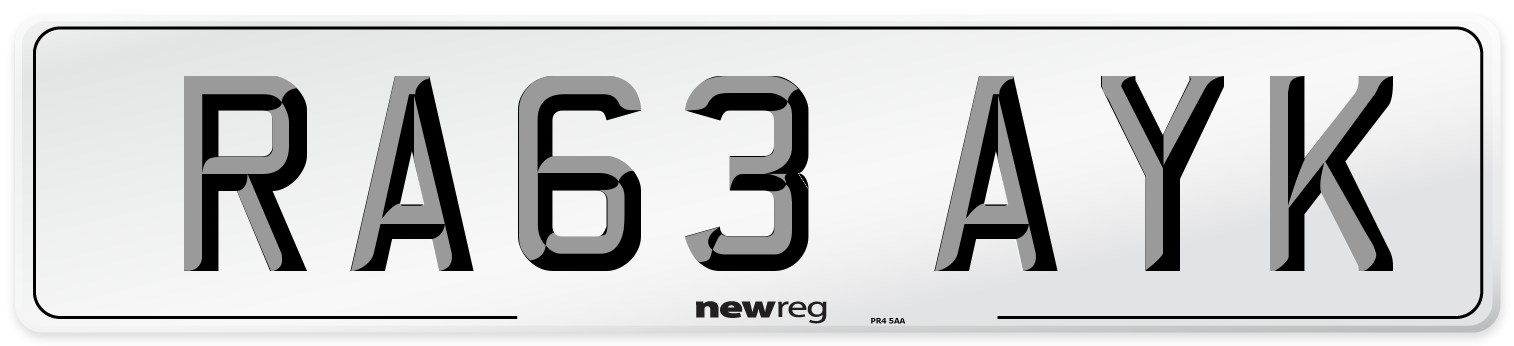 RA63 AYK Number Plate from New Reg